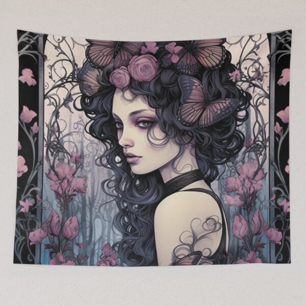 Item preview, Butterfly Goth Girl | Pastel Goth Print designed and sold by Radiant-Art.