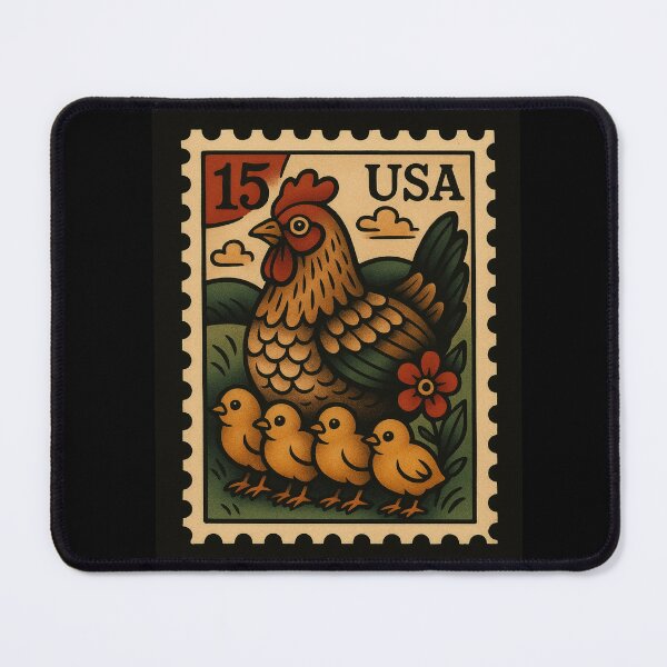 Item preview, Postage Stamp Chickens Summer Vibes Gardener Tattoo Artist Retro Poster Garden Vintage designed and sold by Wild Blood Designs.