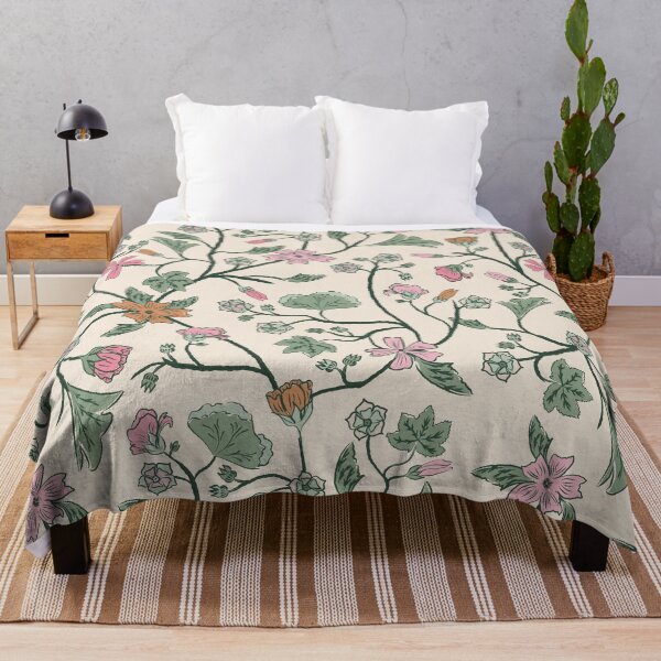 Item preview, Trailing Floral - Mallow - Malva - Sage Green and Muted Pinks and Cream  designed and sold by ArtFisher.