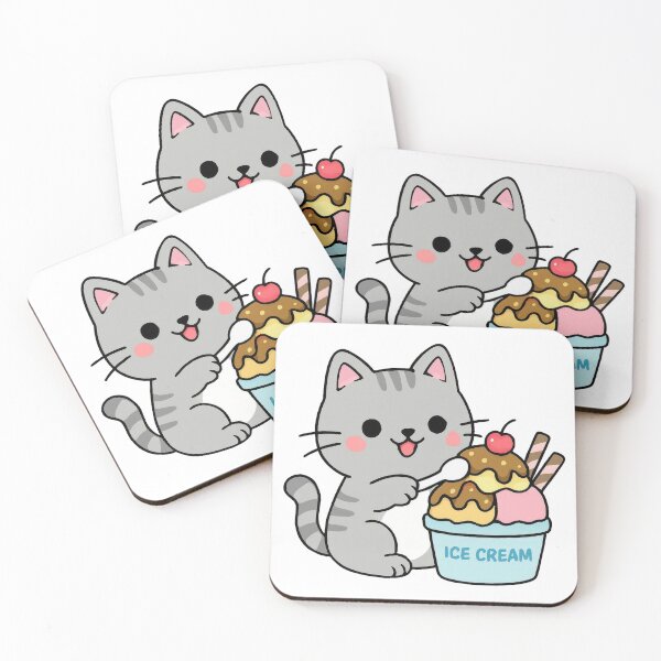 Item preview, Cute kitten enjoying ice cream designed and sold by JonysCreativeDesigns.