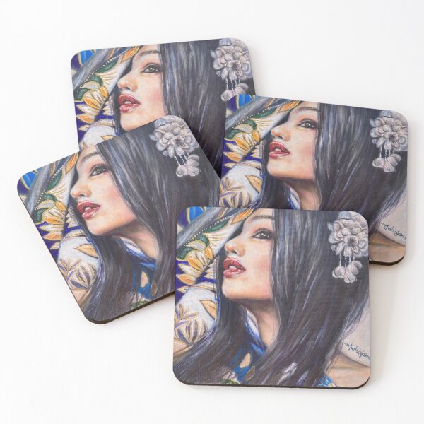 Item preview, Japanese woman with red lips oil painting designed and sold by Tahnja Wolter.
