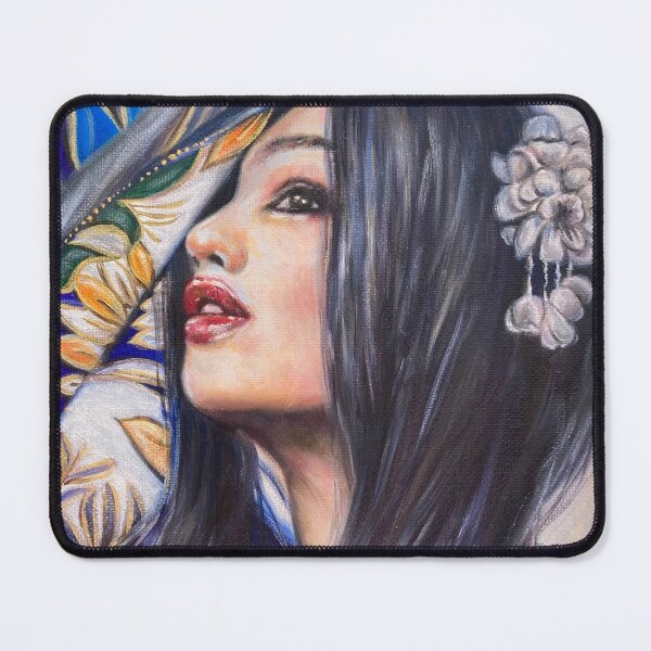 Item preview, Japanese woman with red lips oil painting designed and sold by Tahnja Wolter.