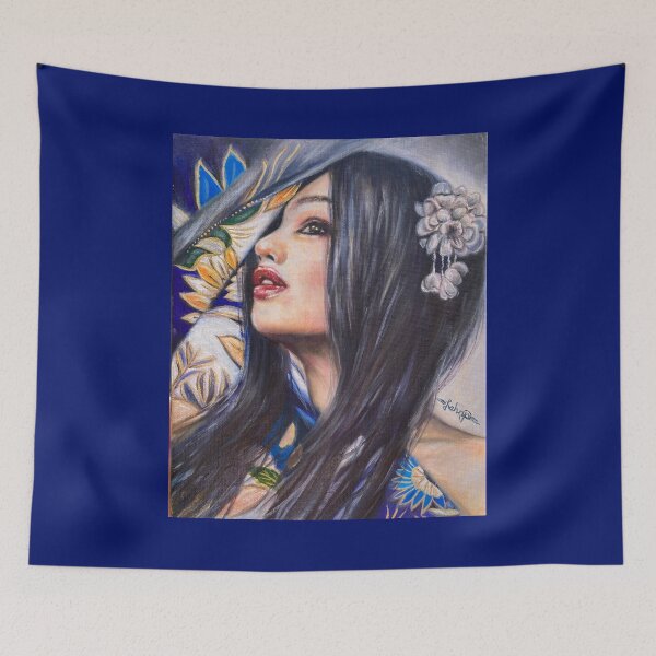 Item preview, Japanese woman with red lips oil painting designed and sold by Tahnja Wolter.