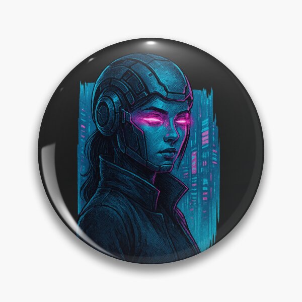 Item preview, Neon Soul – Cyberpunk Warrior with a Digital Eye designed and sold by ALBANAT.