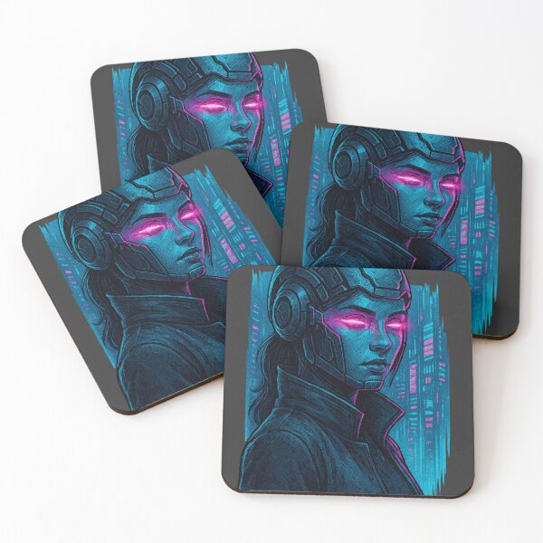 Item preview, Neon Soul – Cyberpunk Warrior with a Digital Eye designed and sold by ALBANAT.