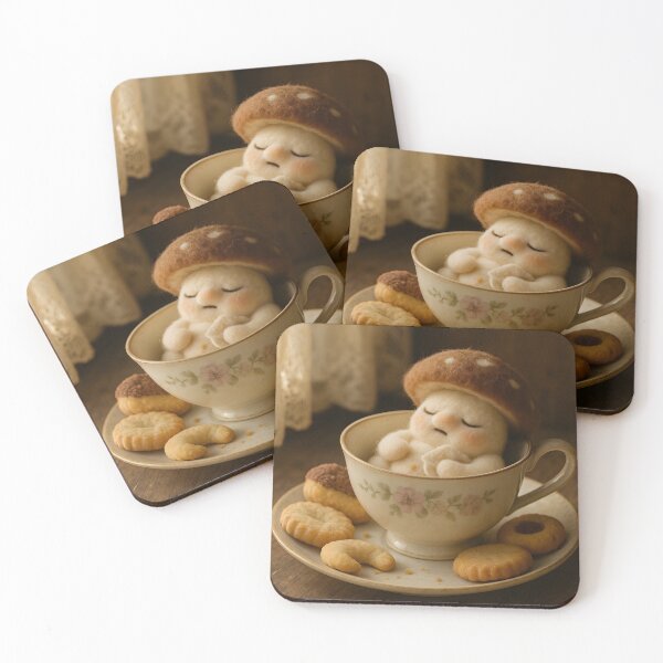 Item preview, Sleepy Teacup - Full designed and sold by Happy Lil Mushroom People.