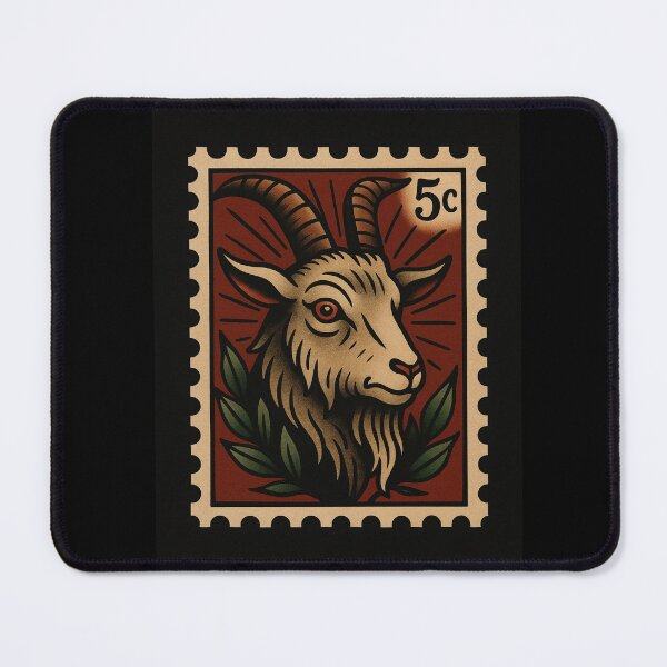 Item preview, Postage Stamp Goat Summer Vibes Gardener Tattoo Artist Retro Poster Garden Vintage designed and sold by Wild Blood Designs.