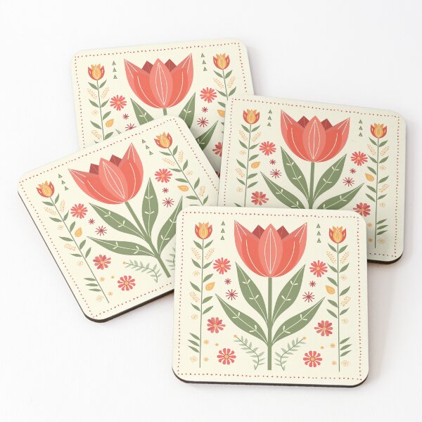 Item preview, Folk Art, Pink Tulip Flowers designed and sold by xiao xuans.