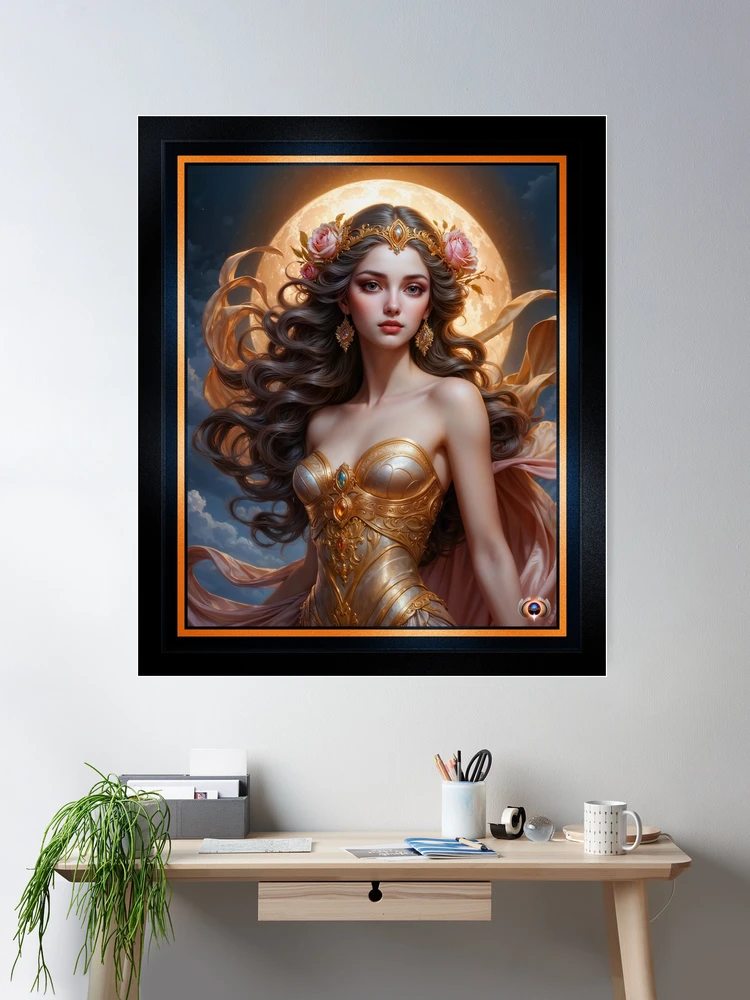 The Celestial Beauty Alyria, Goddess of the Wind Captivating AI Concept Art by Xzendor7 Room Decor Poster Art Print