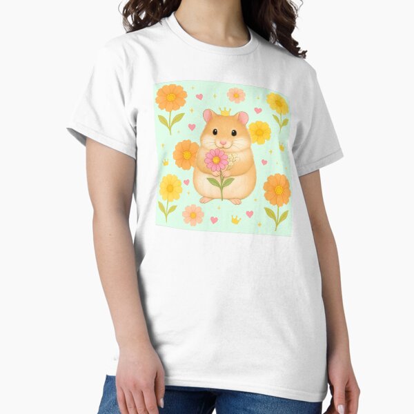 Item preview, Hamster with Colorful Daisies(Green) – Pastel Floral Animal Art designed and sold by HIMEKARI.