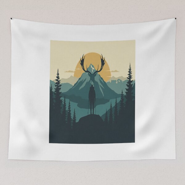Item preview, Gros Morne Wilderness Hiker Caribou Silhouette Art designed and sold by Aicrag-Shop.