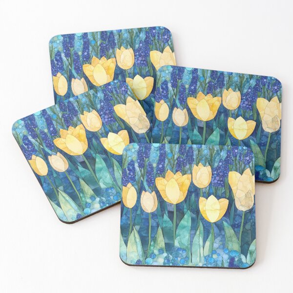 Item preview, Yellow Tulips and Blue Grape Hyacinths  in Alcohol Ink (Seamless Pattern) designed and sold by dawnleblanc55.