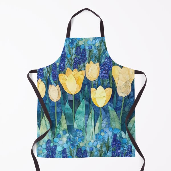 Item preview, Yellow Tulips and Blue Grape Hyacinths in Alcohol Ink (Seamless Pattern) designed and sold by dawnleblanc55.