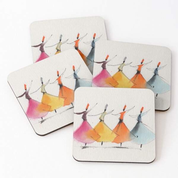 Item preview, Whimsical Whirling Dervishes in Colorful Watercolor Robes designed and sold by dawnleblanc55.