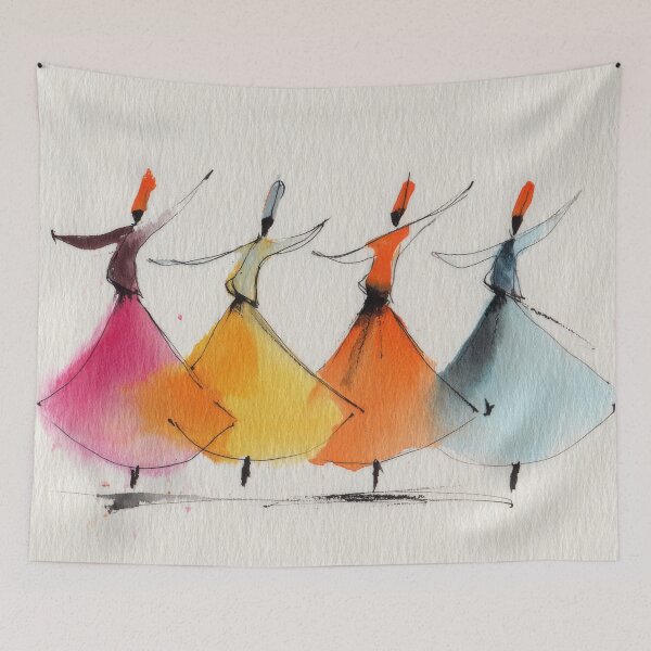 Item preview, Whimsical Whirling Dervishes in Colorful Watercolor Robes designed and sold by dawnleblanc55.
