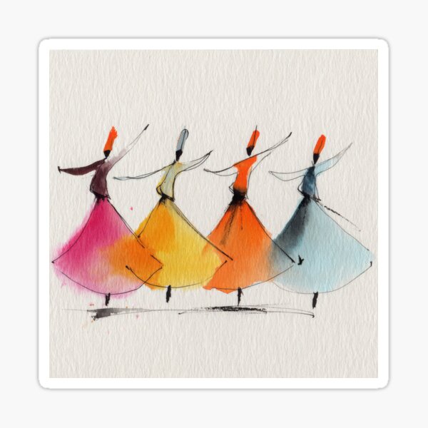 Item preview, Whimsical Whirling Dervishes in Colorful Watercolor Robes designed and sold by dawnleblanc55.