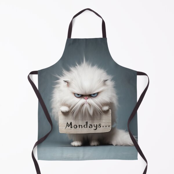 Item preview, Dramatic Persian Cat Monday Mood - Fluffy White Cat Sign Expression designed and sold by PaintbrushPlace.