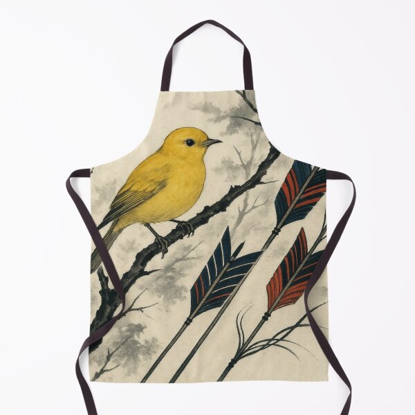 Item preview, Ink painting of yellow bird with arrow fletching motif designed and sold by optimusprime39.