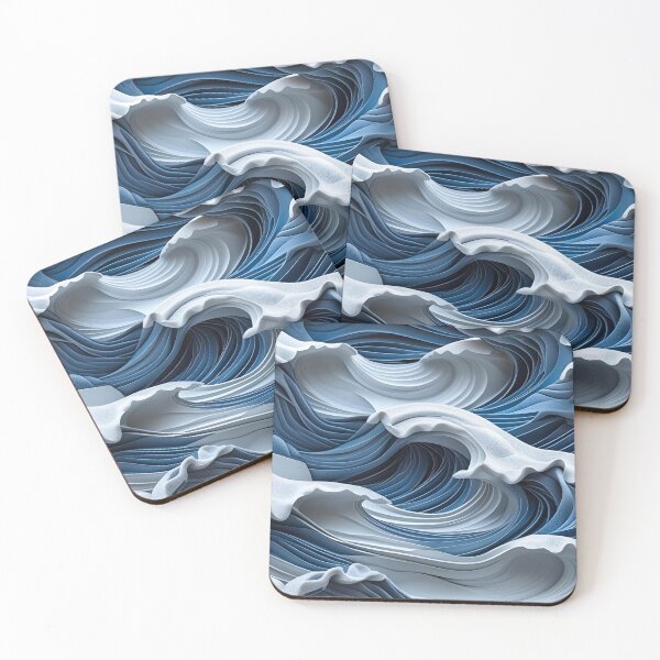 Item preview, Elegant Blue and Grey Textured Fractal Wave Design  designed and sold by greenflashwear.