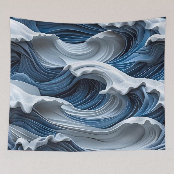 Item preview, Elegant Blue and Grey Textured Fractal Wave Design  designed and sold by greenflashwear.