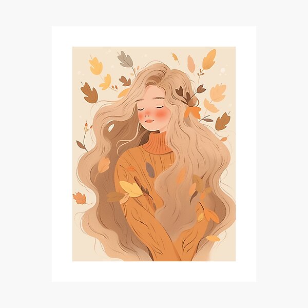 Item preview, Cute Boho Autumn Girl V3 designed and sold by ThePinkProject.