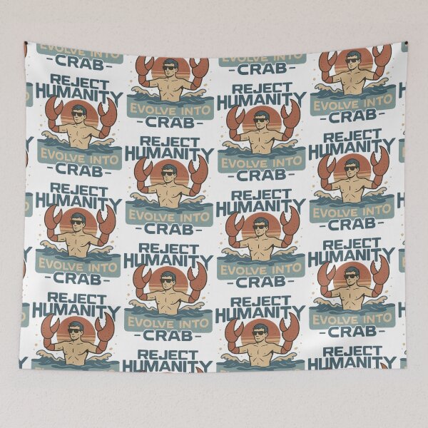 Item preview, meme Reject Humanity Evolve Into Crab, funny vintage crab evolution, Crustacean Lovers designed and sold by LuxeGraphix.