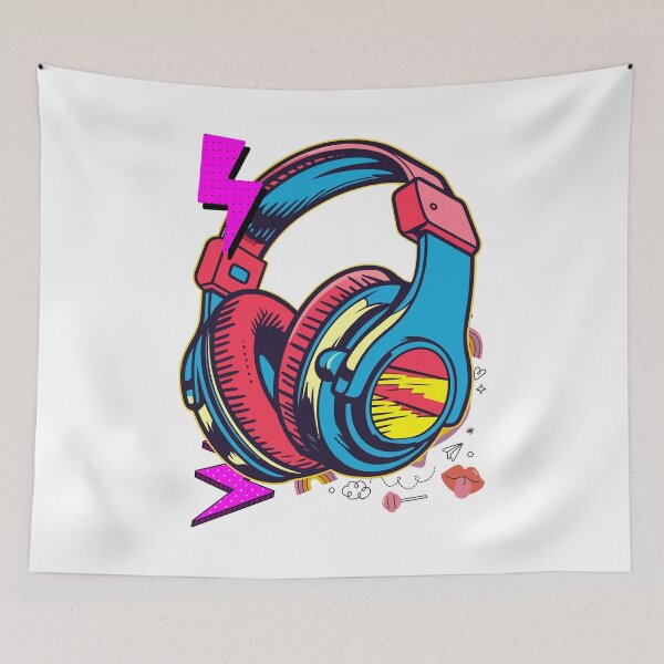 Item preview, Retro Pop Art Headphones Illustration for Music Lovers designed and sold by yuki-hana.