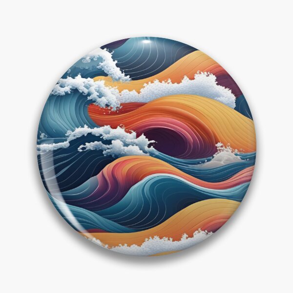 Item preview, Aesthetic Textured Rainbow Fractal Wave Design with Sea Spray Accents designed and sold by greenflashwear.