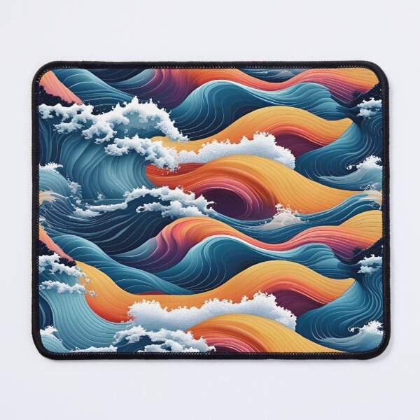 Item preview, Aesthetic Textured Rainbow Fractal Wave Design with Sea Spray Accents designed and sold by greenflashwear.