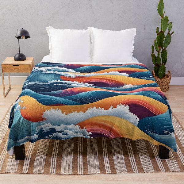 Item preview, Aesthetic Textured Rainbow Fractal Wave Design with Sea Spray Accents designed and sold by greenflashwear.
