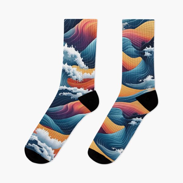 Item preview, Aesthetic Textured Rainbow Fractal Wave Design with Sea Spray Accents designed and sold by greenflashwear.