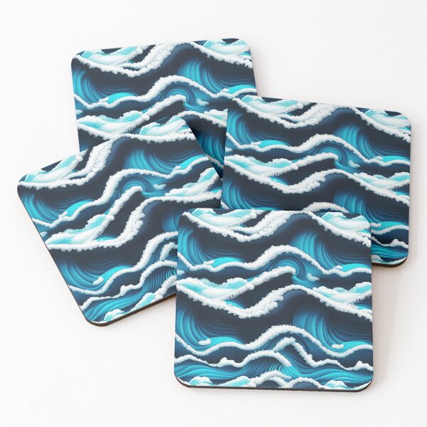 Item preview, Aesthetic Textured Blue Wave Design with Sea Spray accents designed and sold by greenflashwear.
