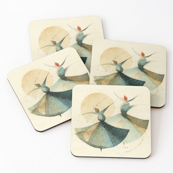 Item preview, Abstract Watercolor Whirling Dervishes Under Golden Sun designed and sold by dawnleblanc55.
