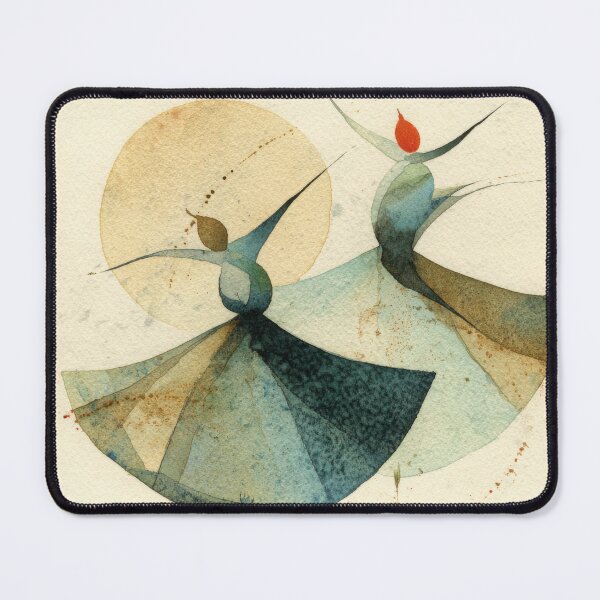 Item preview, Abstract Watercolor Whirling Dervishes Under Golden Sun designed and sold by dawnleblanc55.