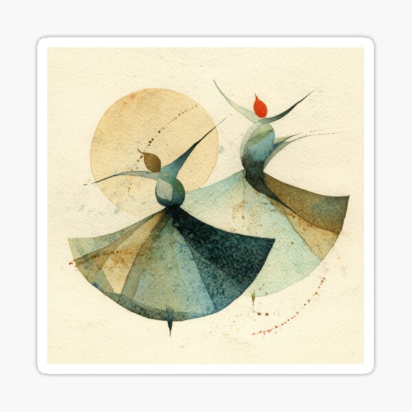 Item preview, Abstract Watercolor Whirling Dervishes Under Golden Sun designed and sold by dawnleblanc55.