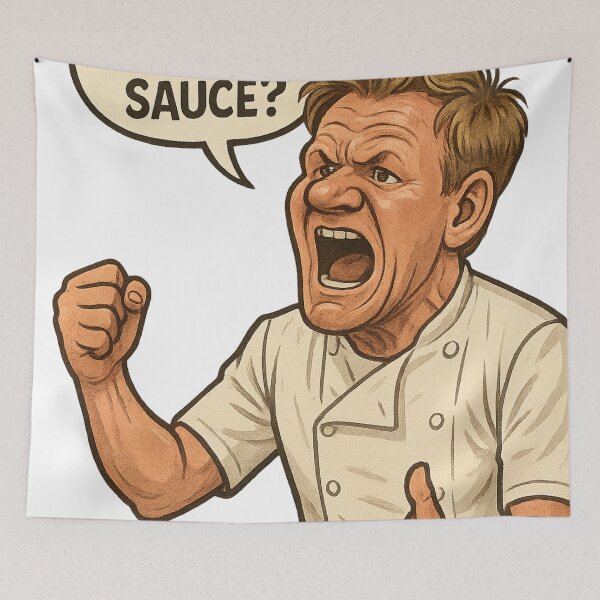 Item preview, Caricature of Gordon Ramsay yelling about lamb sauce designed and sold by optimusprime39.