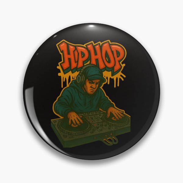 Item preview, Hip Hop DJ playing Turntables and mixer with Graffiti on wall.  designed and sold by Grin.