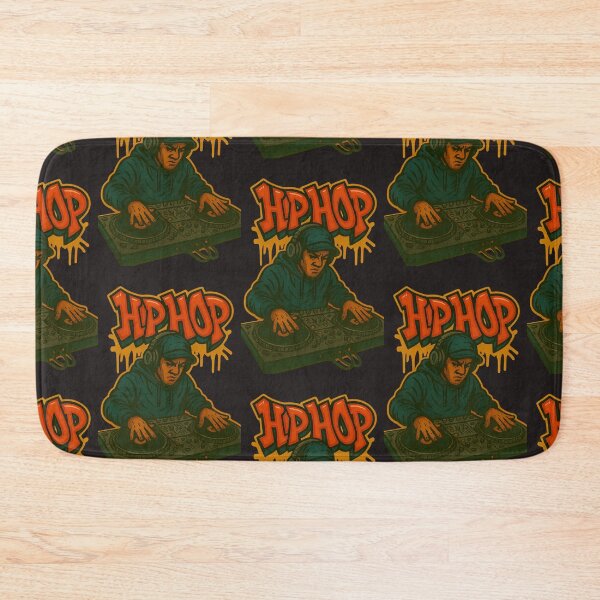 Item preview, Hip Hop DJ playing Turntables and mixer with Graffiti on wall.  designed and sold by Grin.