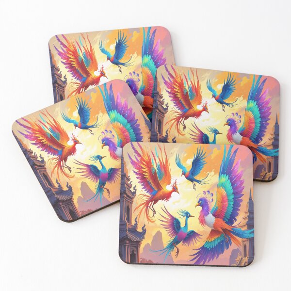 Item preview, Mythical Asian Birds Soaring Above Ancient Temples designed and sold by Max Store.
