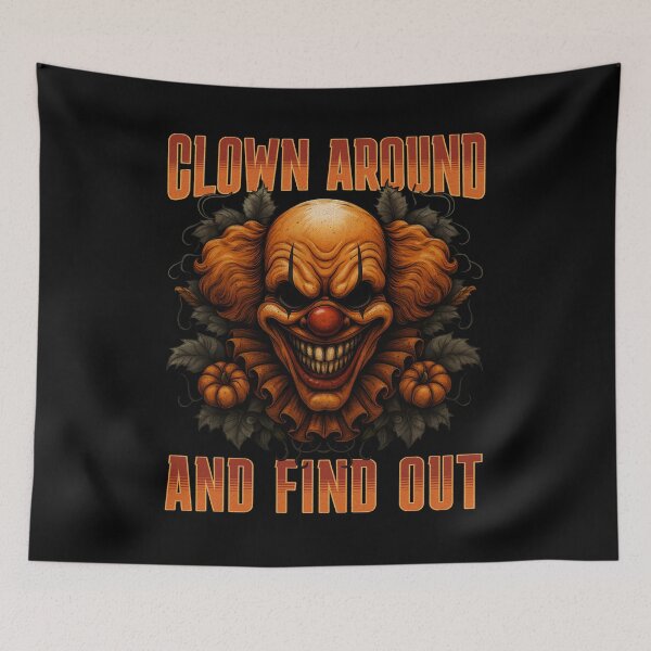 Item preview, Clown Around And Find Out Funny Scary Creepy Clowncore Sarcastic Halloween  designed and sold by Bad Kitty Designz.