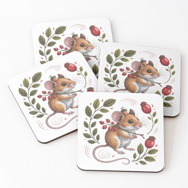 Item preview, Whimsical Autumn Mouse with Berries and Acorn Hat Design designed and sold by BirdsnStuff.