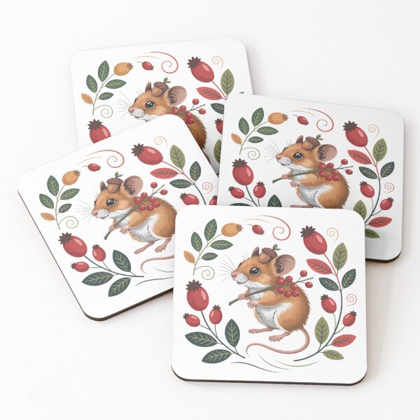 Item preview, Whimsical Autumn Mouse with Berries and Acorn Hat Design 2 designed and sold by BirdsnStuff.