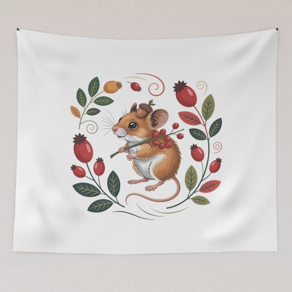Item preview, Whimsical Autumn Mouse with Berries and Acorn Hat Design 2 designed and sold by BirdsnStuff.