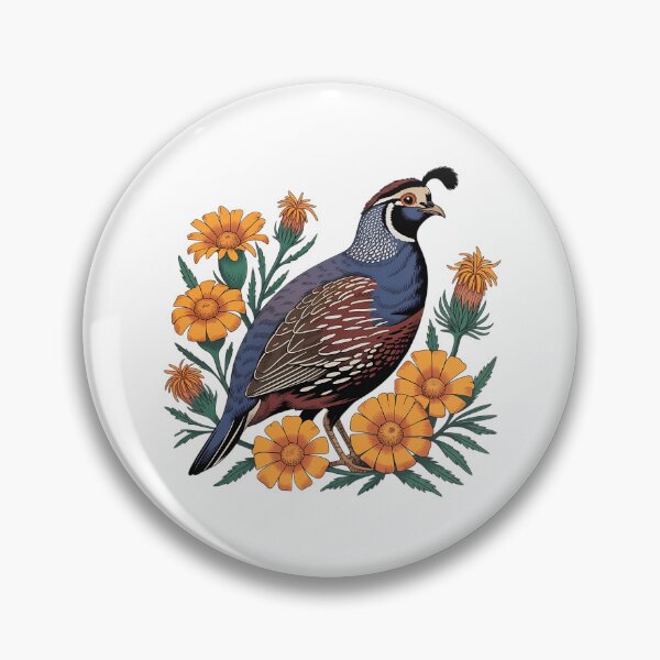 Item preview, Vintage Quail with California Wildflowers designed and sold by BirdsnStuff.