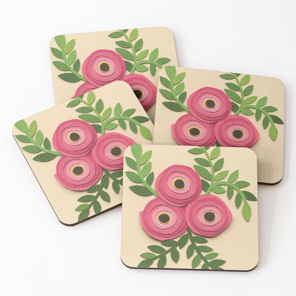 Item preview, Pink Ranunculus Paper Cut Collage designed and sold by Pacika.