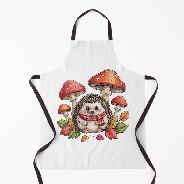 Item preview, Cozy Hedgehog with Mushrooms and Autumn Leaves designed and sold by BirdsnStuff.