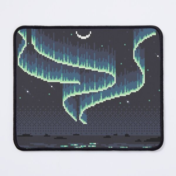 Item preview, Pixel Art Northern Lights Over Ocean — Crescent Moon & Water Reflection designed and sold by darkskinbender.