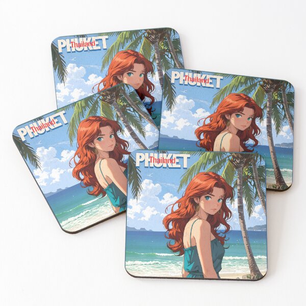 Item preview, Retro Anime Girl from Phuket Thailand Vintage Travel Romantic Quote designed and sold by Kawaii-Sky.