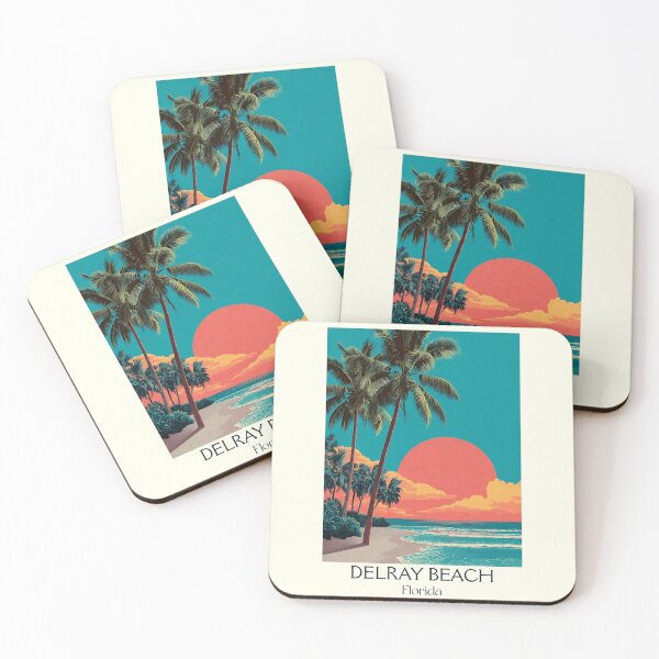 Item preview, Delray Beach Florida Retro Sunset Travel Poster designed and sold by TuncGK.