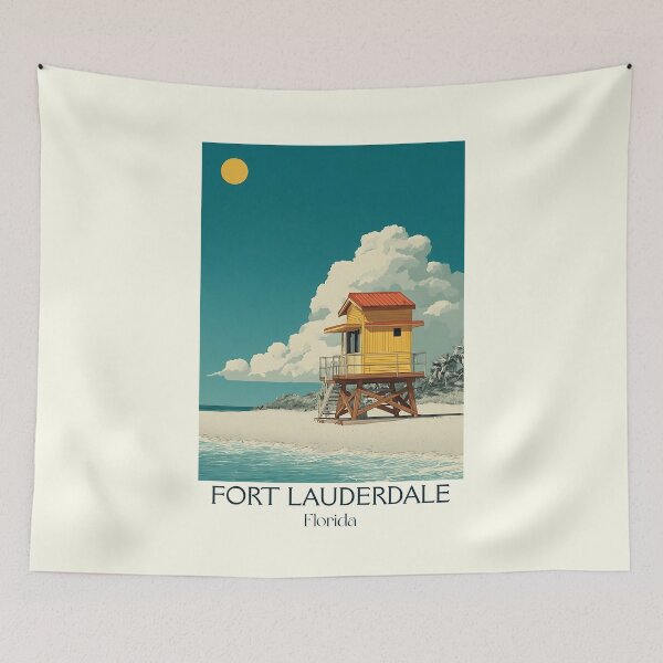 Item preview, Fort Lauderdale Florida Vintage Travel Poster | Beach Art designed and sold by TuncGK.